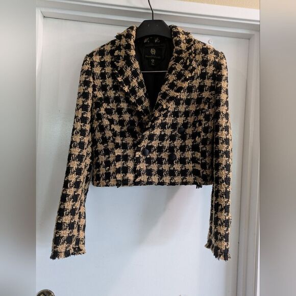 House of Harlow 1960 Black and Tan Houndstooth Jacket New without tags - Picture 1 of 6